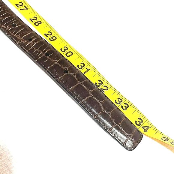 WCM New York Vtg Skinny Belt Italian Calfskin Leather Crocodile Embossed M 34